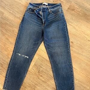 Abercrombie & Fitch Distressed Blue Ankle Jeans curve love